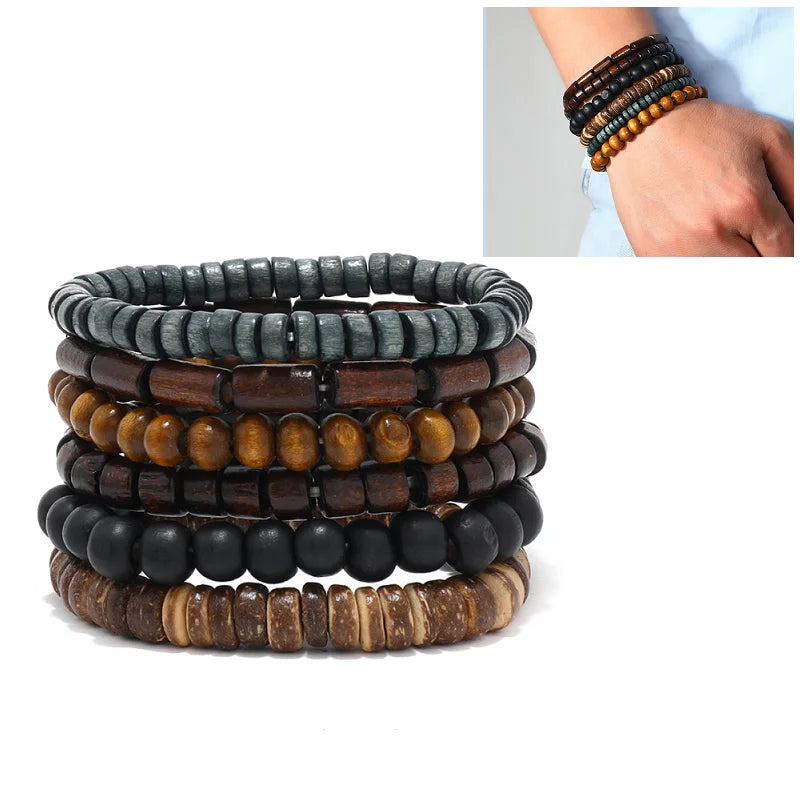 Punk Multilayer Antike Leder Armband Set Schädel Auge Stern Charms Hiphop Rock Y2K Vintage Pu Gothic Armband Mann Goth Schmuck So ist Leben