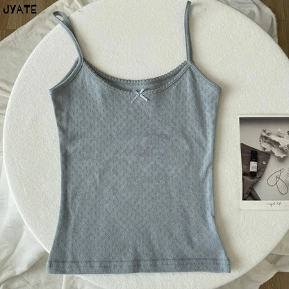 Süße Blumendruck Öse Schleife abgeschnittene Westen Frauen Baumwolle beiläufige dünne Spitzenbesatz Tank Tops Vintage Adrette süße Leibchen Y2K So ist Leben