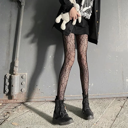 Klassische Lolita Höhlte Heraus Spitze Mesh Strümpfe Mit Flachem Boden Strumpfhosen Frauen Sexy Japanische Mädchen Gothic Punk Retro Spinne Web Strumpfhosen So ist Leben