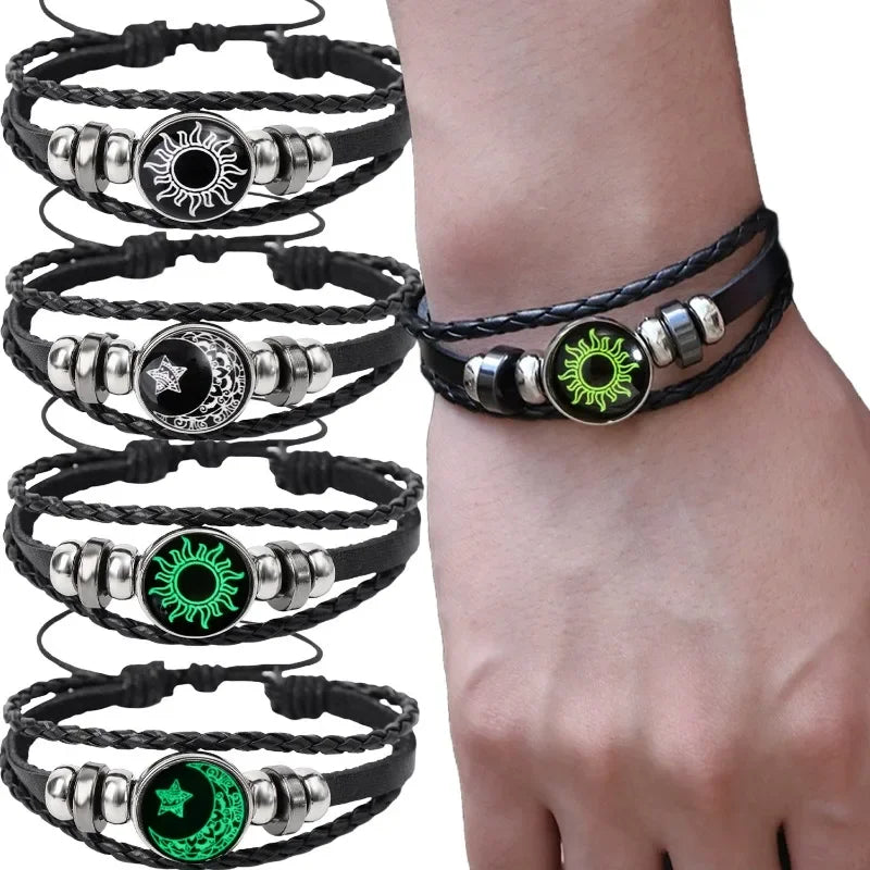 1/2 Stück Sonnen- und Mond-Armband, leuchtend, verstellbar, schwarz, geflochten, romantische Armbänder für Freunde, Freundin, Freundschaft, Geburtstagsgeschenke So ist Leben