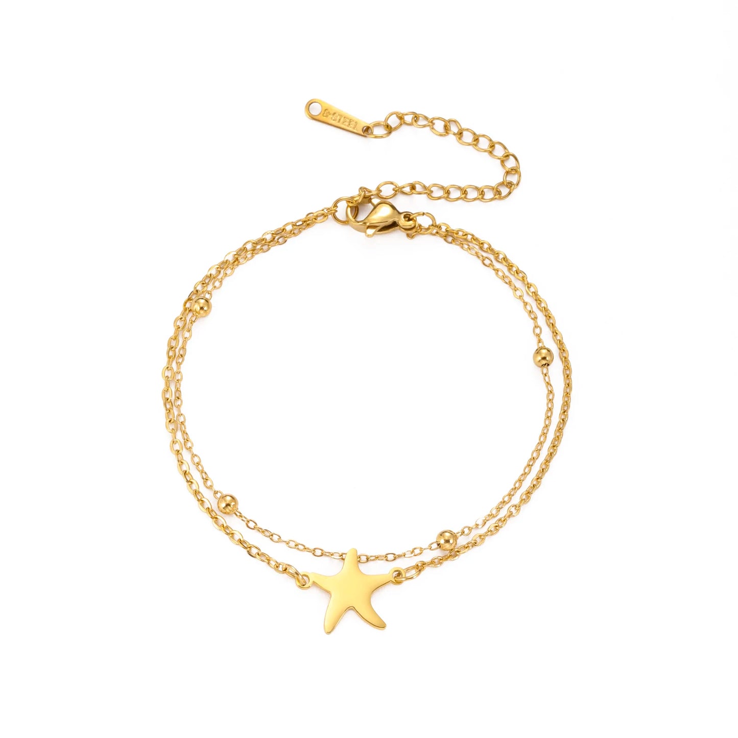 LIKGREAT Edelstahl-Seestern-Fußkettchen für Damen, verstellbare Strand-Fußkette, doppellagiges Sommer-Knöchelarmband, Schmuck, Geschenk So ist Leben