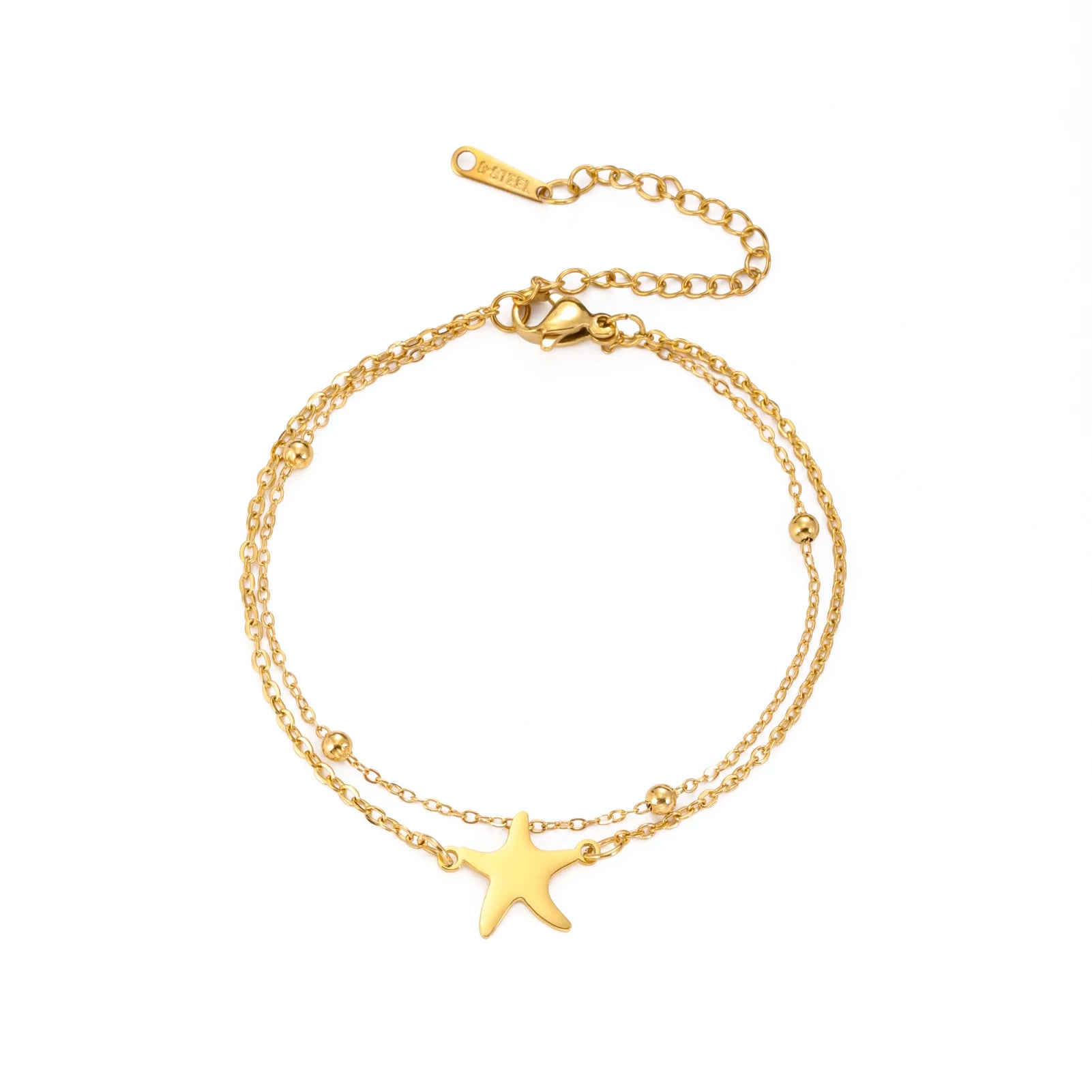 LIKGREAT Edelstahl-Seestern-Fußkettchen für Damen, verstellbare Strand-Fußkette, doppellagiges Sommer-Knöchelarmband, Schmuck, Geschenk So ist Leben