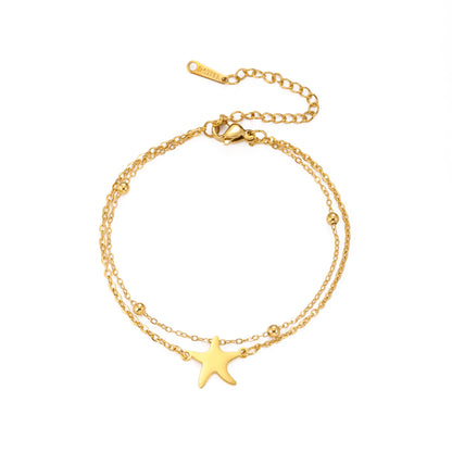 LIKGREAT Edelstahl-Seestern-Fußkettchen für Damen, verstellbare Strand-Fußkette, doppellagiges Sommer-Knöchelarmband, Schmuck, Geschenk So ist Leben