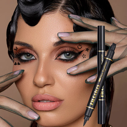 Fit Colors Double-Ended Star Stamp Eyeliner-Set, wasserdicht und schweißfest, Love Plum verzierte Augenecken und Enden So ist Leben