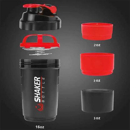 500 ml geschichtete Proteinflasche, Pulvershaker mit Pulver-Aufbewahrungsbehälter, große Wasserflasche, Wasserflasche mit Draht-Rührkugel So ist Leben