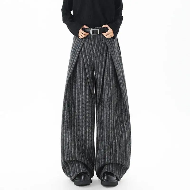 IEFB Nische Design männer Casual Hosen Gestreiften Kontrast Farbe Woolen Plissee Lose Gerade Breite Bein Casual Männliche Hosen 9X1633 So ist Leben