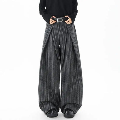 IEFB Nische Design männer Casual Hosen Gestreiften Kontrast Farbe Woolen Plissee Lose Gerade Breite Bein Casual Männliche Hosen 9X1633 So ist Leben