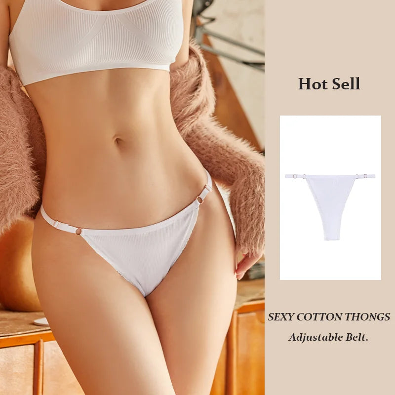 Sexy Frauen Baumwolle Tangas verstellbaren Gürtel nahtlosen Höschen atmungsaktive niedrige Taille Dessous weibliche weiche einfarbige Intimates So ist Leben