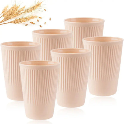 Eco-Friendly Wheat Straw 6Pcs/Set Unbreakable Multi-Purpose Drinking Cups Biodegradable Round Toothbrush Cup BPA-Free - So ist Leben