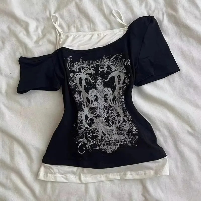 Harajuku Brief Drucken T-shirt Subkultur frauen Top Y2k T-shirt Sommer Vintage 90er Jahre Hot Girl Crop T-shirt Koreanische Grunge Nette Grafik So ist Leben