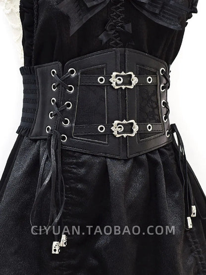 LOLITA Punk Gothic Steam Lace Quaste Tie Taillengürtel geraffte Taille getragen mit Accessoires und Gürtel So ist Leben