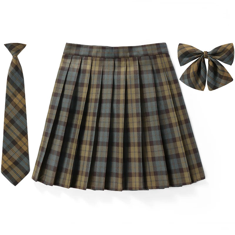 Frauen Hohe Taille Gefaltete Rock Plaid Krawatte Sommer Neue Harajuku Preppy Mini EINE Linie Japanische Schule Uniformen Mädchen Kawaii Rock So ist Leben