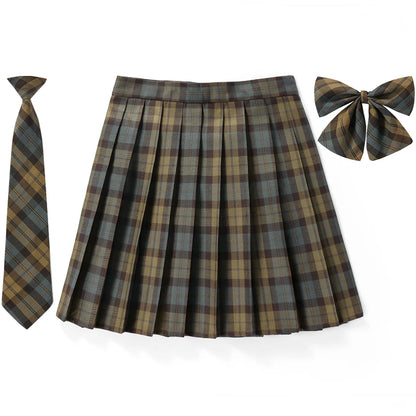 Frauen Hohe Taille Gefaltete Rock Plaid Krawatte Sommer Neue Harajuku Preppy Mini EINE Linie Japanische Schule Uniformen Mädchen Kawaii Rock So ist Leben