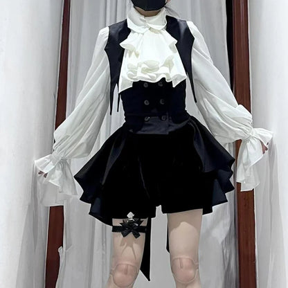 Gothic Lolita Zweiteiler Damen – Modernes A‑Linien Set - So ist Leben