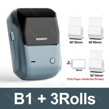 NIIMBOT B1 Tragbarer Thermodrucker mit Bändern, 5,1 cm, selbstklebende Etikettenmaschine, Mini-Bluetooth-Aufkleberhersteller, wasserdichte Etikettenrolle So ist Leben