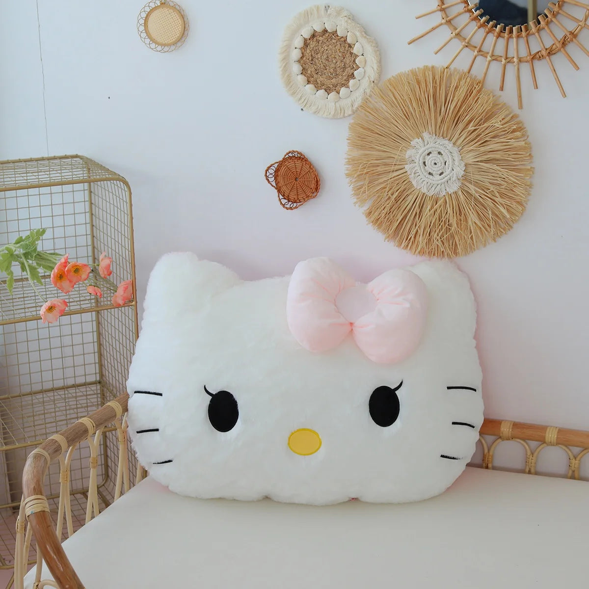 Sanrio Bequeme Hello Kitty Plüschtiere, weiches Umarmungskissen, gefülltes Anime-Rückenkissen, Sofa, Bett, große Plüschtiere, Weihnachtsgeschenk für Mädchen So ist Leben