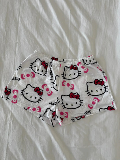 Hello Kitty Herbst/Winter Bequeme kurze Cartoon-Sportshorts für Kinder/Erwachsene, 2025, Weihnachtsmode, lässig, für Männer und Frauen, Paar-Shorts So ist Leben