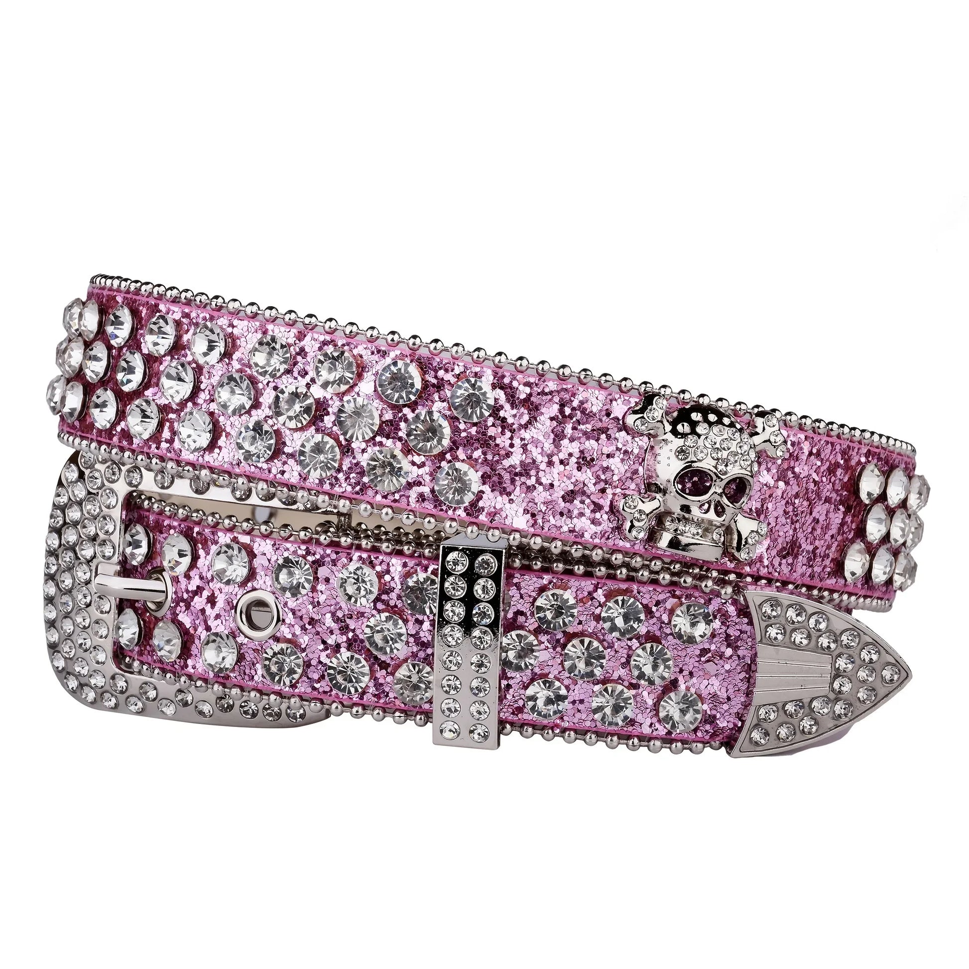 Strass-Schädelgürtel, Western-Cowgirl-Gürtel für Damen und Mädchen, mit Nieten besetzter Landgürtel aus PU-Leder So ist Leben
