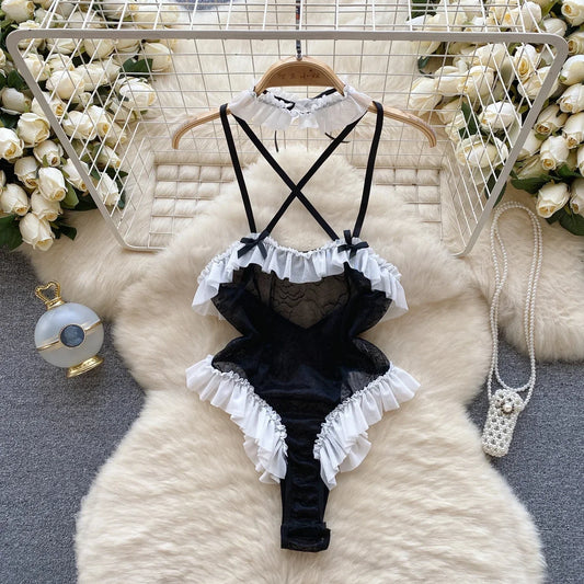 Overall Heißer Für Frauen Rüschen Spitze Strappy Onesie Camis Porno Uniform Sheer Sinnliche Magdalyn Bodycon Bodys Transparent Neue So ist Leben