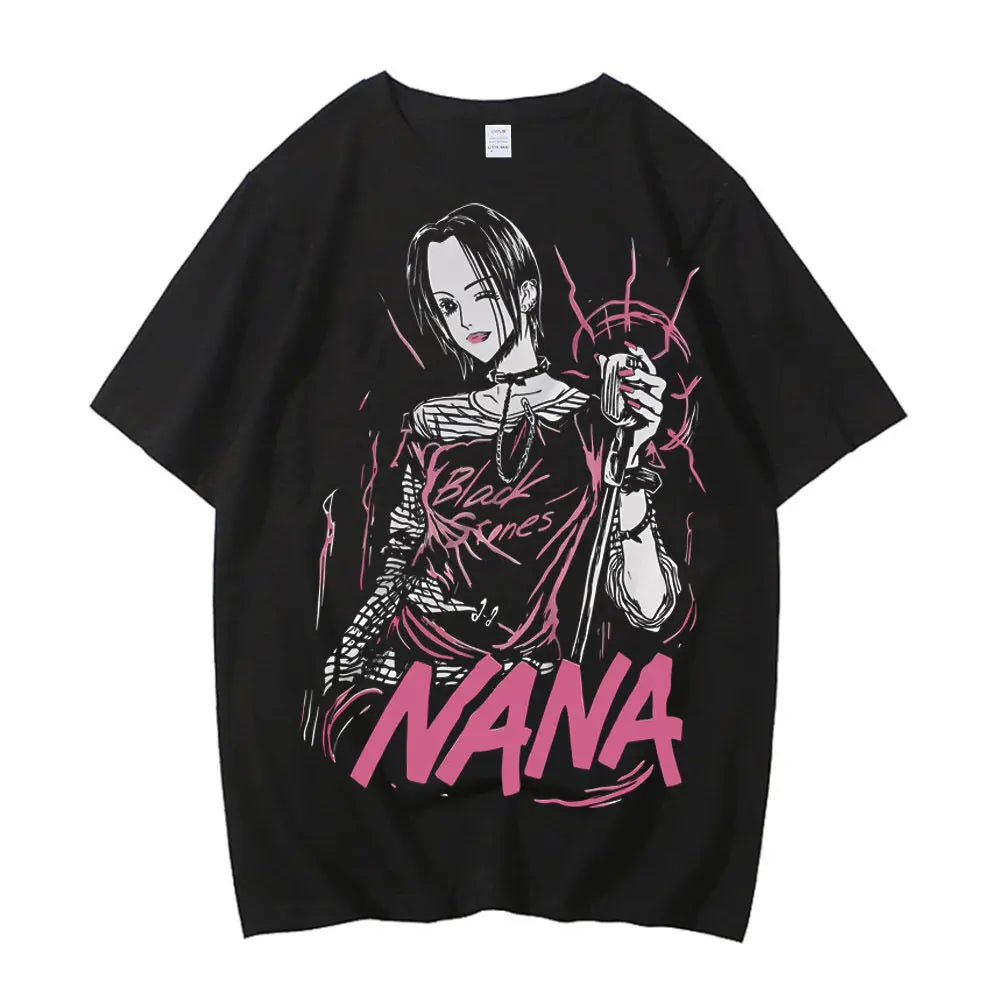 Black Stones Nana Osaki Baumwoll-T-Shirt männlich Y2k Grafik Pastell ästhetisches T-Shirt 2000er Kawaii Pastell Anime 2000er Bequem So ist Leben