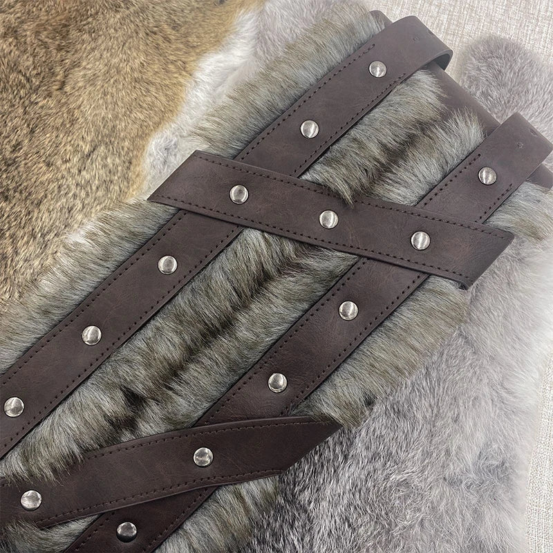 Mittelalter licher Wikinger Ritter breiter Gürtel Kunst pelz Pu Leder Hüftgurt Gothic Nordic Viking Renaissance Rüstung Cosplay Bühne Requisiten So ist Leben