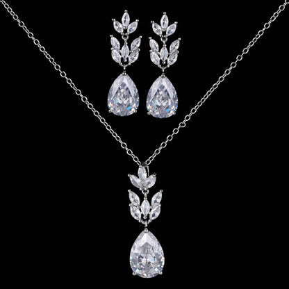 Zwei Größe Neue Design Luxus AAA Zirkon Olivenzweig Ohrringe und Anhänger Schmuck Sets Für Mode Frauen Hochzeit Schmuck Set AS128 So ist Leben
