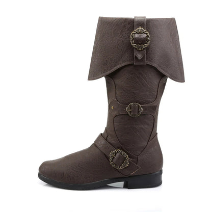 Retro Mittelalterliche Stiefel Nordic Viking Pirate Männer Frauen Stiefel Viking Pirate Steampunk Reiten Lange Cosplay Stiefel für Halloween Party So ist Leben