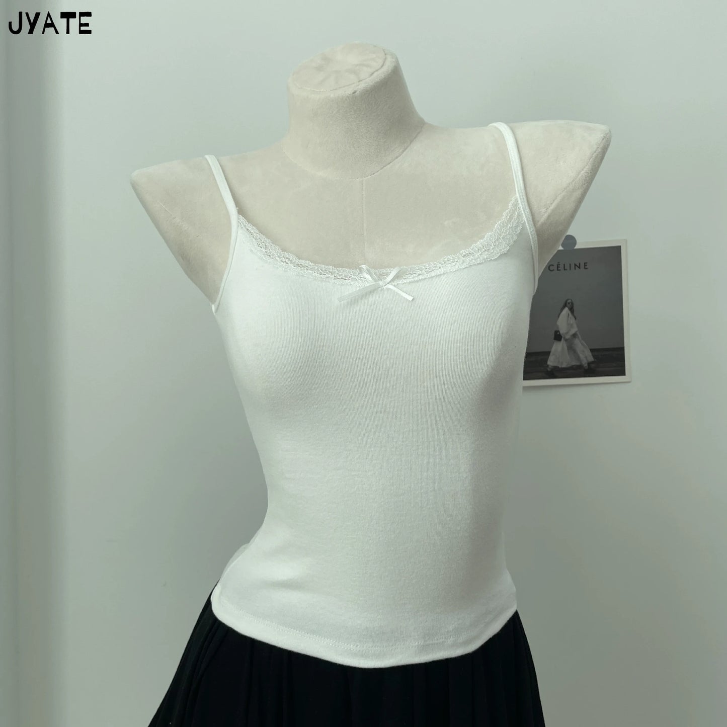 Süße Blumendruck Öse Schleife abgeschnittene Westen Frauen Baumwolle beiläufige dünne Spitzenbesatz Tank Tops Vintage Adrette süße Leibchen Y2K So ist Leben