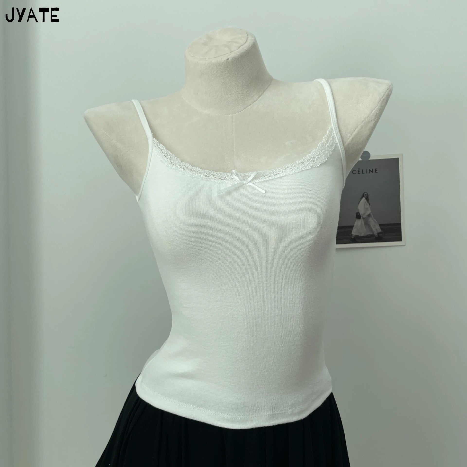 Süße Blumendruck Öse Schleife abgeschnittene Westen Frauen Baumwolle beiläufige dünne Spitzenbesatz Tank Tops Vintage Adrette süße Leibchen Y2K So ist Leben
