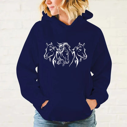 Y2K Hoodies Pferde-Hoodies Pullover Unisex Kapuzenpullover Harajuku Streetwear Langarm So ist Leben