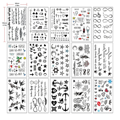 Wasserdichter temporärer gefälschter Flash-Tattoo-Aufkleber, englischer Buchstabe, Stern, Mond, Anker, Fliegenvogel, für Mann, Kinder, Mädchen, Frauen, Finger, Körperkunst So ist Leben