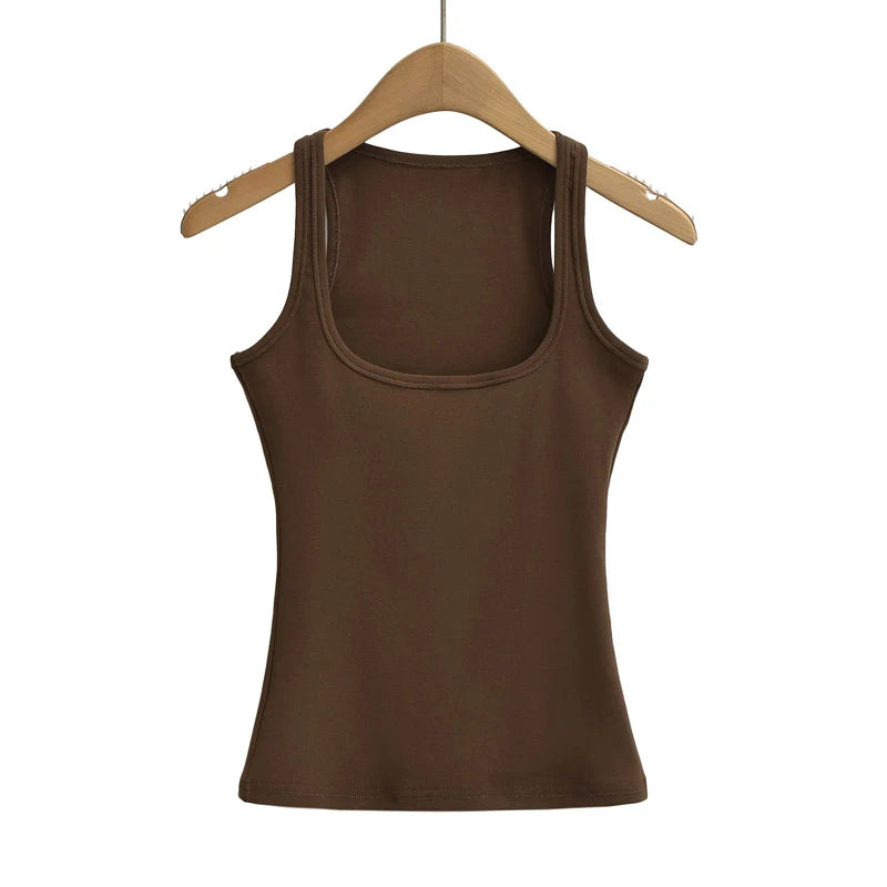 Frauen mit quadratischem Hals und Tanktop So ist Leben