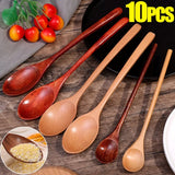 10/1Pcs Holz Tee Löffel Kochen Rühren Suppe Scoop Lange Hand Ellipse Küche Geschirr Set Kaffee Dessert Honig rühren Teelöffel So ist Leben
