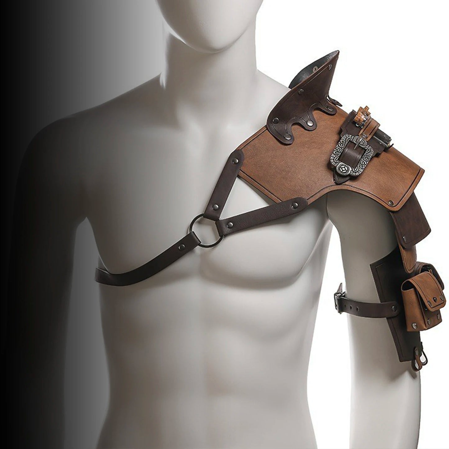 Mittelalterlicher Wikinger-Krieger, Ritter, Schulterpanzer, Gladiator, Piraten-Pauldrons, Steampunk, Vintage-Stil, PU-Leder, Spaulders, Cosplay-Kostüm So ist Leben