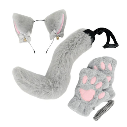 Katzenkostüm mit Stirnband, Schwanz und Handschuhen für Halloween für Mädchen So ist Leben