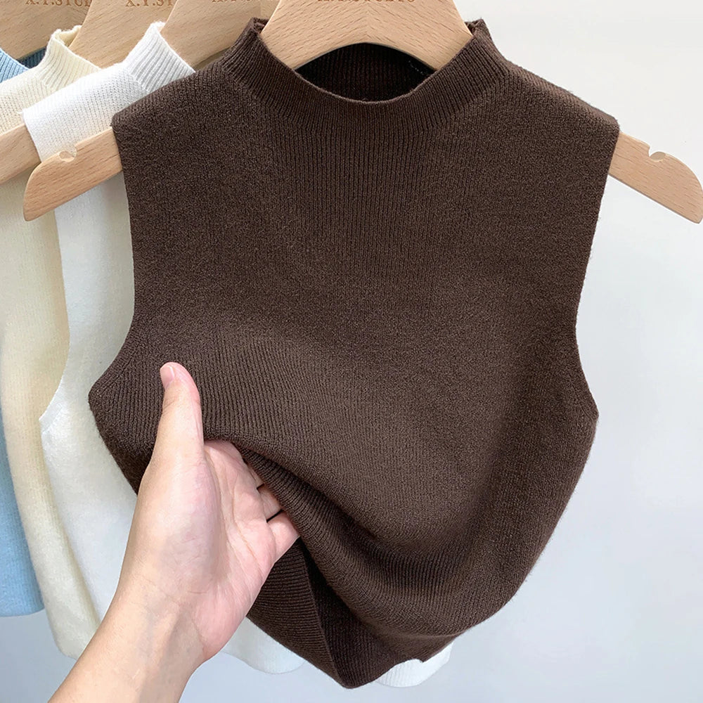 Frauen gestrickt Tank Top Sommer Herbst schlanken Pullover kurze ärmellose solide Frühling Herbst Pullover Pullover 2024 ärmellose Weste So ist Leben