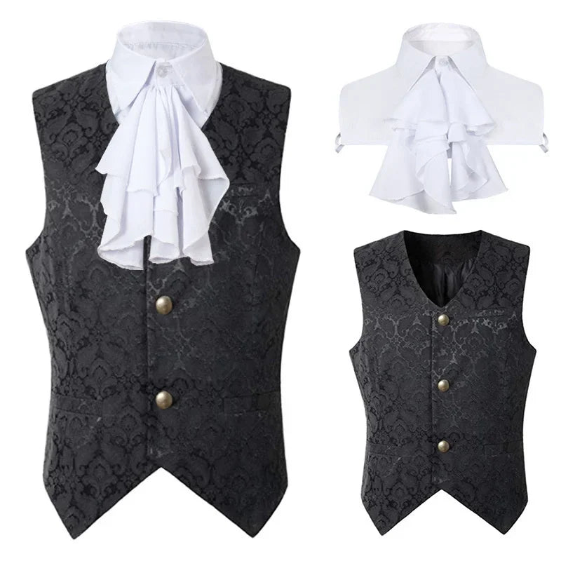 2024 Weste Herren Renaissance Steampunk Mantel Gothic Jacquard Weste Einreiher Business Formelle Kleidung Weste für Anzug So ist Leben