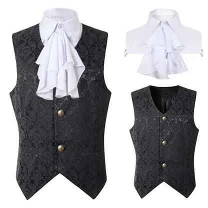 2024 Weste Herren Renaissance Steampunk Mantel Gothic Jacquard Weste Einreiher Business Formelle Kleidung Weste für Anzug So ist Leben