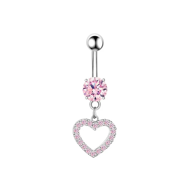 1PCS Rosa Krone Bauchnabel Ringe Schmuck Edelstahl Herz Nabel Piercing Barbell Kristall Nette Bauch Ringe Für Frauen Mädchen So ist Leben