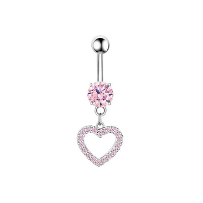 1PCS Rosa Krone Bauchnabel Ringe Schmuck Edelstahl Herz Nabel Piercing Barbell Kristall Nette Bauch Ringe Für Frauen Mädchen So ist Leben