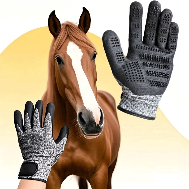 1 Paar Pferdepflege-Handschuhe, Fellpflege-Bürste, Tierhaar-Entferner-Handschuhe für Pferdemassage und -reinigung, Fellpflege-Werkzeug für langes und kurzes Fell So ist Leben