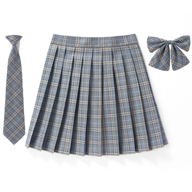 Frauen Hohe Taille Gefaltete Rock Plaid Krawatte Sommer Neue Harajuku Preppy Mini EINE Linie Japanische Schule Uniformen Mädchen Kawaii Rock So ist Leben