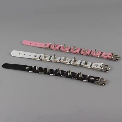 Punk Niet Leder Armbänder für Frauen Männer Hip Hop Rock Schwarz Pu Leder Hohl Einstellbare Armbänder Y2K Schmuck Zubehör So ist Leben