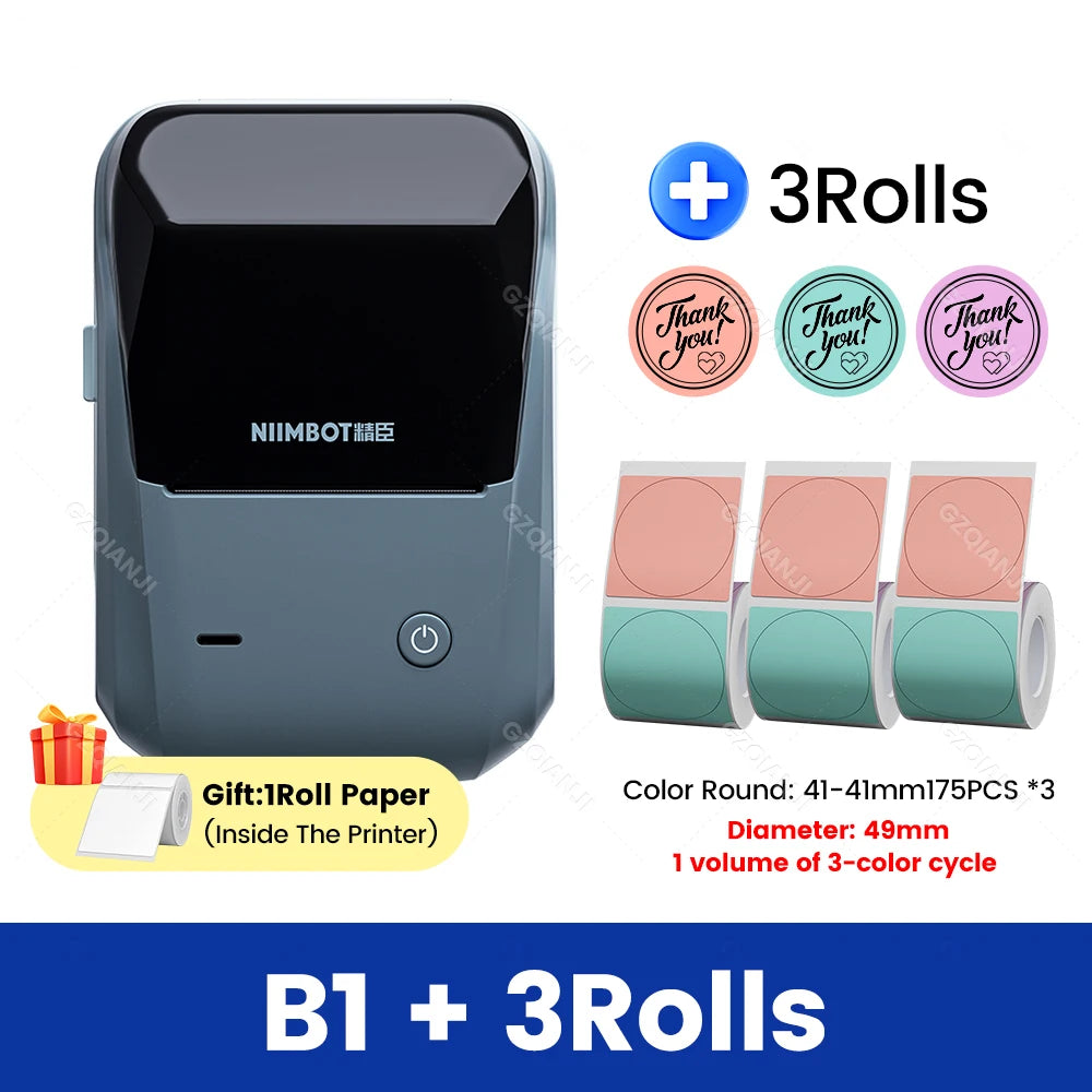 Original Niimbot B1 Etiketten drucker Farbe runde Aufkleber Handheld tragbare Bluetooth selbst klebende Etikettierung Business-Maschine klein So ist Leben