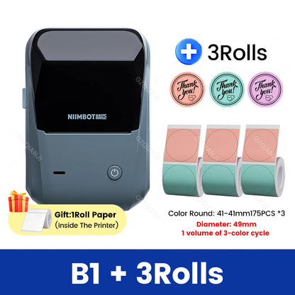 Original Niimbot B1 Etiketten drucker Farbe runde Aufkleber Handheld tragbare Bluetooth selbst klebende Etikettierung Business-Maschine klein So ist Leben