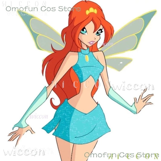 Anime Club Cartoon Prinzessin Bloom Cosplay Glänzender Rock Erwachsene Frauen Mädchen Stil Kleidung Halloween Party Dress-up Blauer Anzug So ist Leben