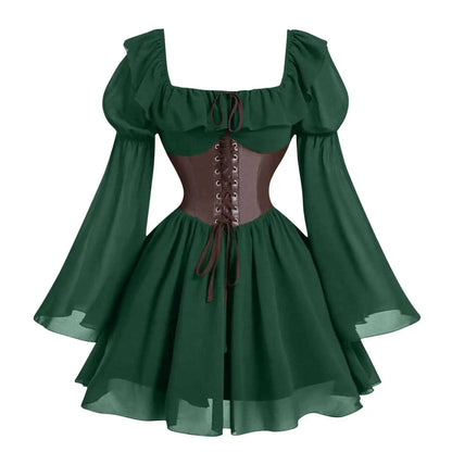 Renaissance-Periode mittelalterliches neues langärmeliges Damenkleid mit Blasenärmeln, Halloween-Mode, Retro, neuer Party-Taillenrock So ist Leben