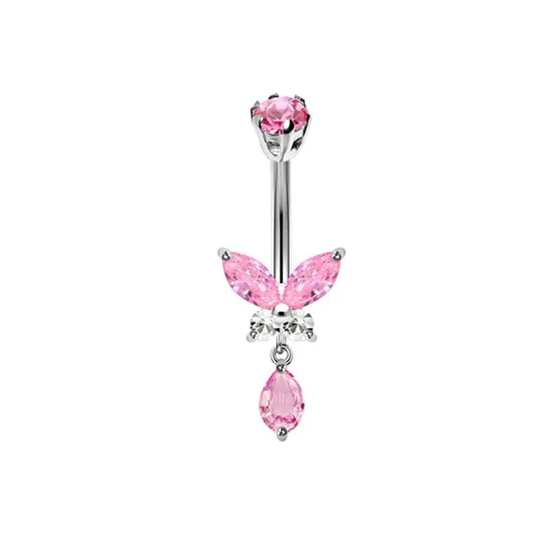 1PCS Rosa Krone Bauchnabel Ringe Schmuck Edelstahl Herz Nabel Piercing Barbell Kristall Nette Bauch Ringe Für Frauen Mädchen So ist Leben