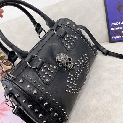 28gd Crossbody Bag Schädel Punk -Tasche Umhängetasche Freier PU -Tasche Niete Taschen für Teenager Mädchen So ist Leben