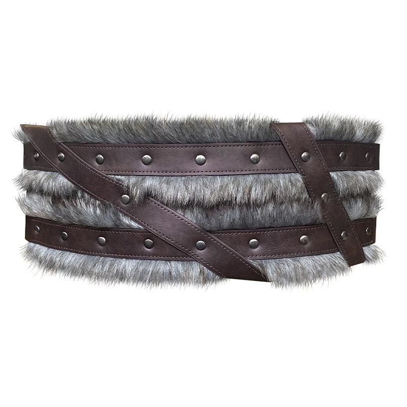 Mittelalter licher Wikinger Ritter breiter Gürtel Kunst pelz Pu Leder Hüftgurt Gothic Nordic Viking Renaissance Rüstung Cosplay Bühne Requisiten So ist Leben